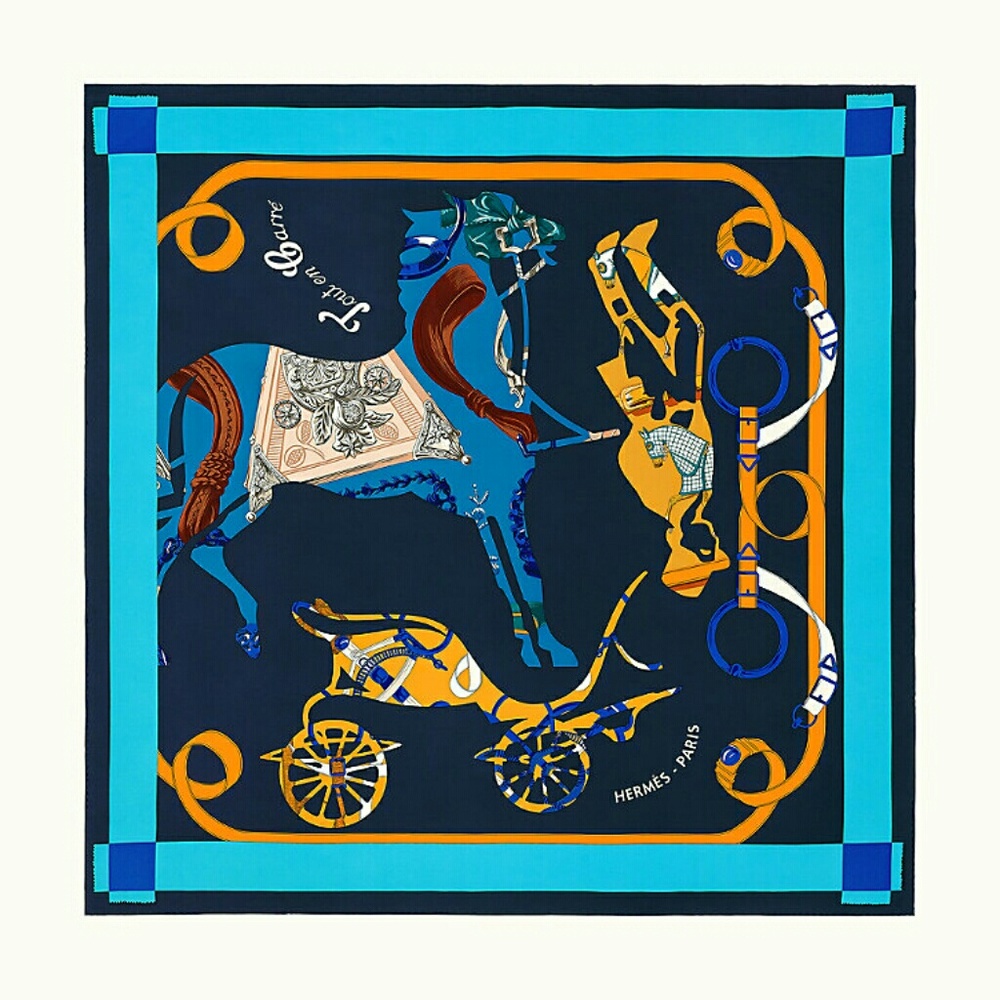 HERMES "Tout En Carre" Giant Scarf in 100% Silk Tw